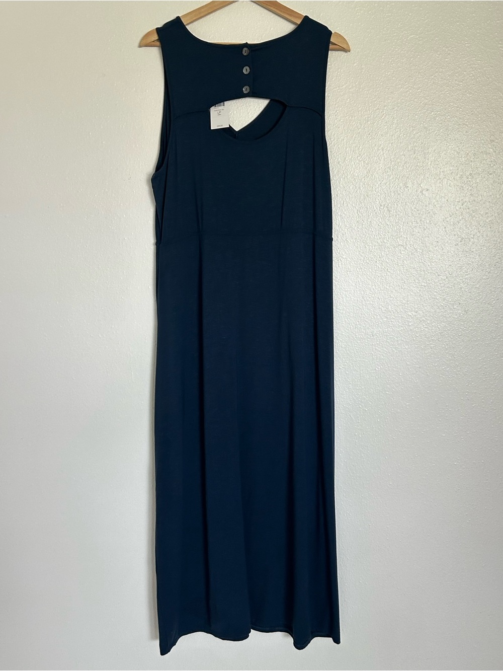 NWT J.Jill Navy Blue Sleeveless Keyhole Maxi Dress with Pockets Size Large Petit - Picture 5 of 9